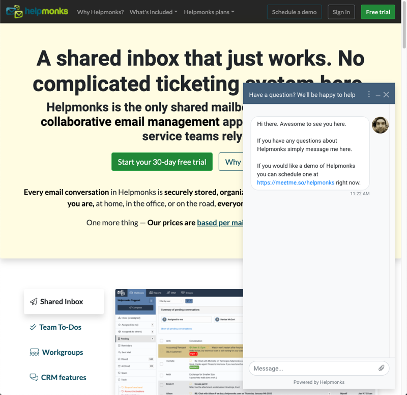 Preview available now — Live-Chat in Helpmonks for your websites