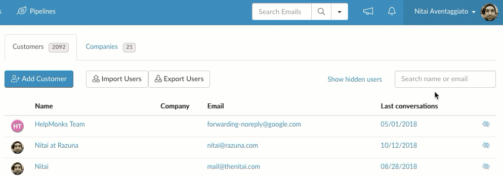 New in Helpmonks: Remove customer records