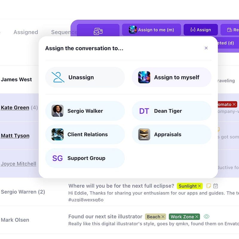 Helpmonks - assign emails to team members