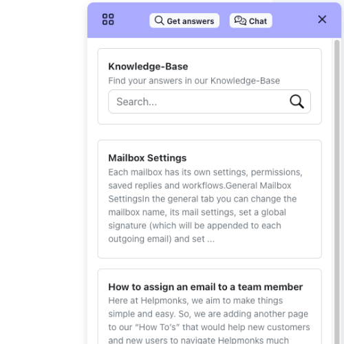 Helpmonks Live Chat Widget with Knowledge Base