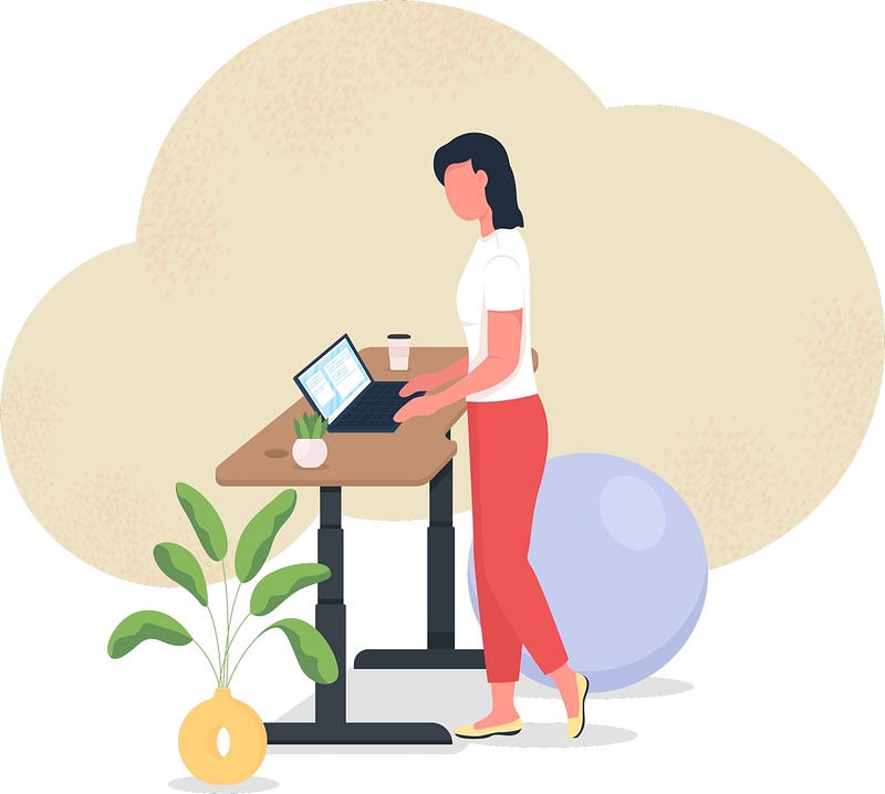 Working with Helpmonks on a standing desk at home.