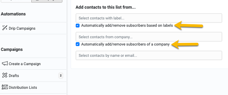 Automated distribution lists