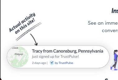 Example of real-time notification