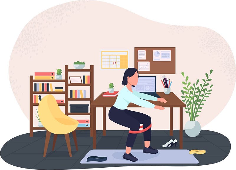 Women taking a workout break while working from home.