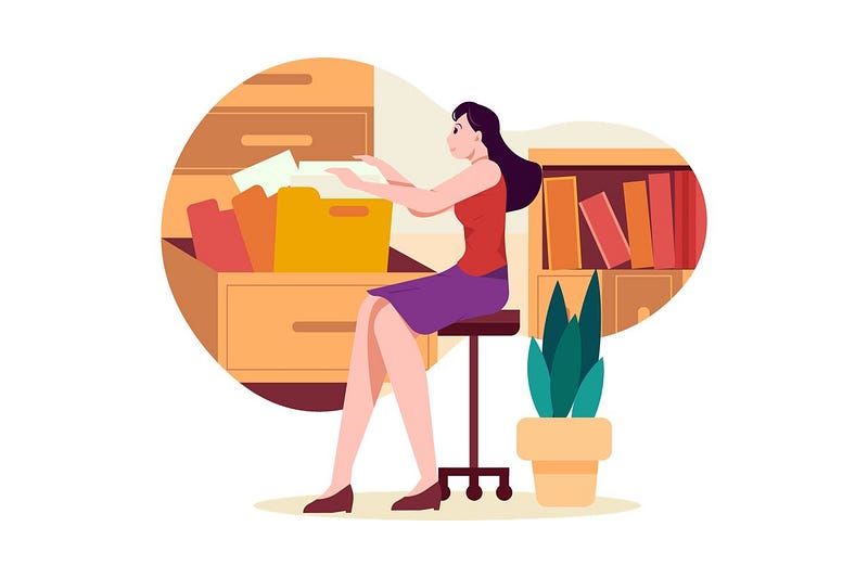 woman organizing office documents