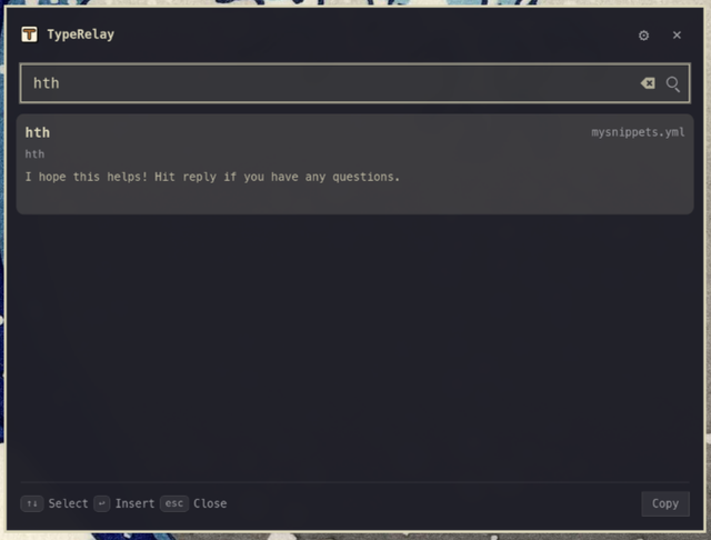 Typerelay - text expander for macOS, Windows, and Linux